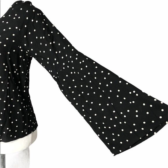 🆕 Roxy Polka Dot Bell Sleeve Viscose V Neck Top - Picture 5 of 12